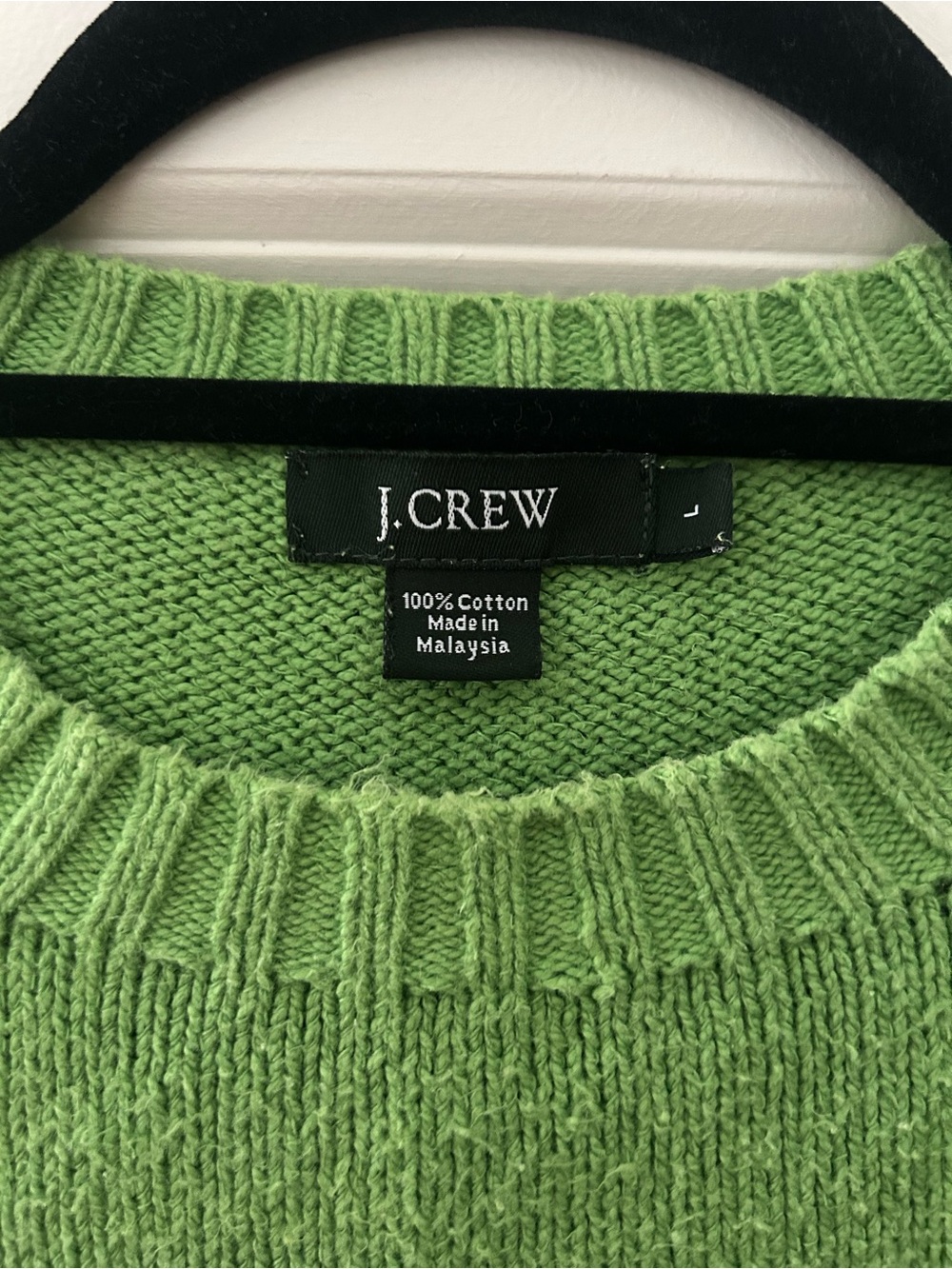 Vintage J.Crew Lime Green 100% Cotton Crewneck Sweater, size L - Picture 2 of 4